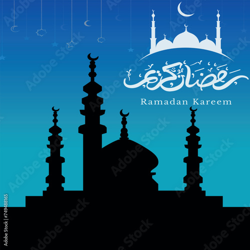 ramadan Kareem background with mosque silhouette