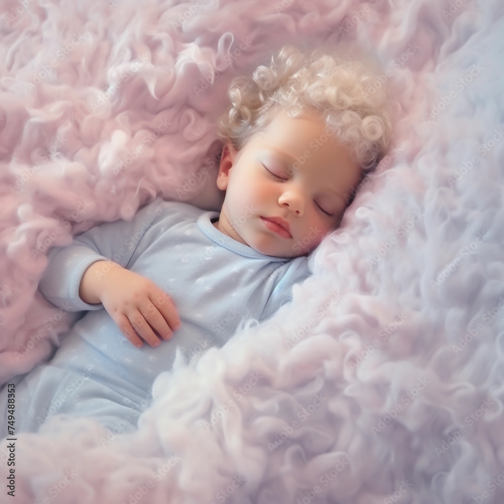 baby sleeps on a blanket as fluffy as a cloud, children's sleep baby sleeps on a blanket as fluffy as a cloud, children's sleep