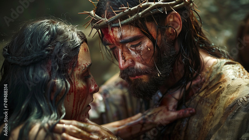 Spotkanie cierpiącego Jezusa z cierpiącą kobietą