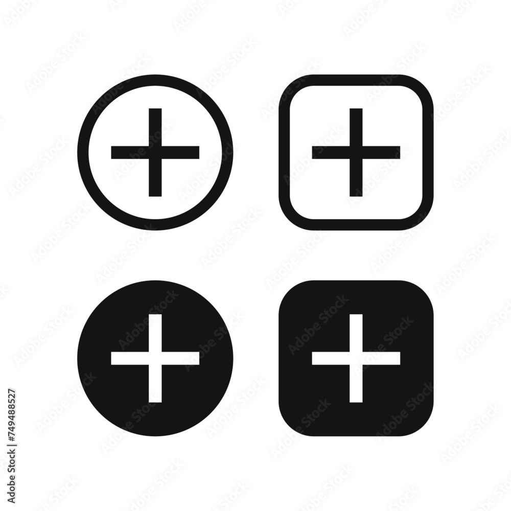Add button icon. More icon vectors. Plus icon set. Add button icon. More icon vectors. Plus icon set.