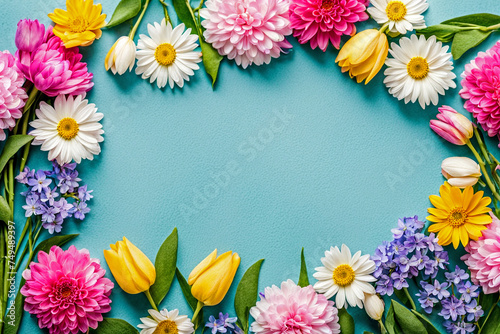 Wallpaper Mural frame of flowers and leaves, spring, summer, woman day mother day Torontodigital.ca