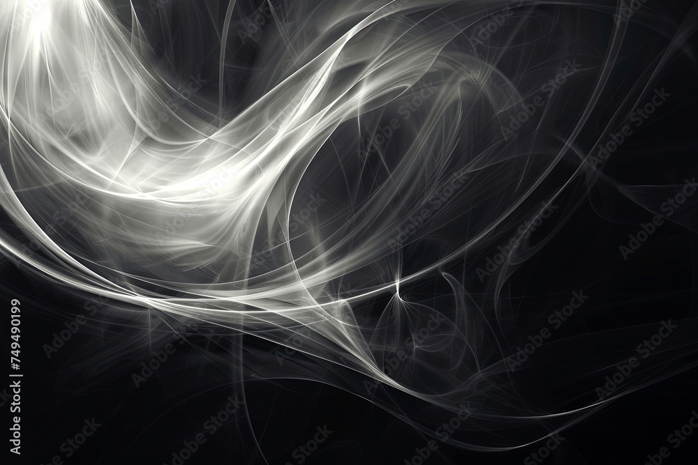 Abstract black background with shapes, waves and textured sheets Abstract black background with shapes, waves and textured sheets