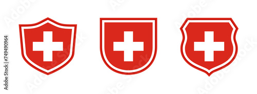 shields icon set of switzerland flag. vector illustration isolated on white background