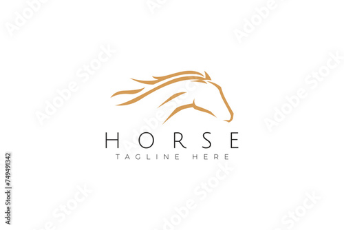 Horse Head Logo Mane Elegance Brand Farm Sport Race Equines Sign Symbol