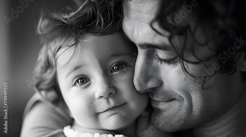 Intimate Black and White Portrait of Father and Child