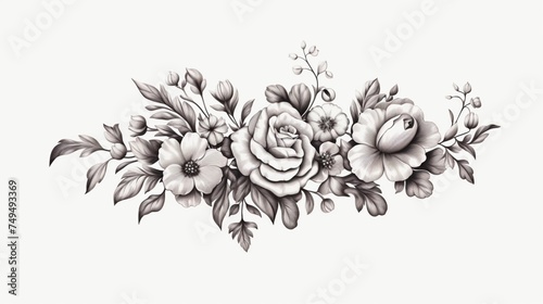 Flower vintage Baroque scroll Victorian frame border.Generative AI