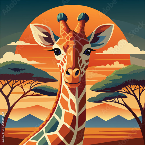 Giraffe in a cartoon style, is insulated on white background. easy to use.
