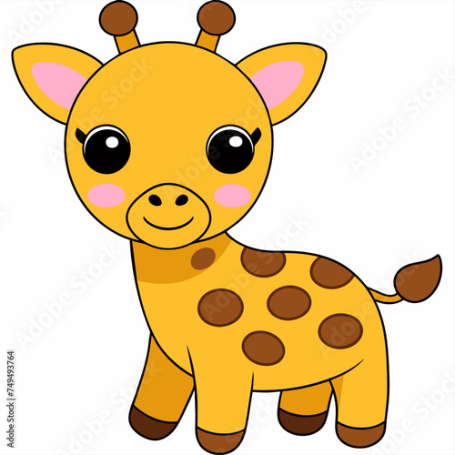 Giraffe in a cartoon style, is insulated on white background. easy to use.
