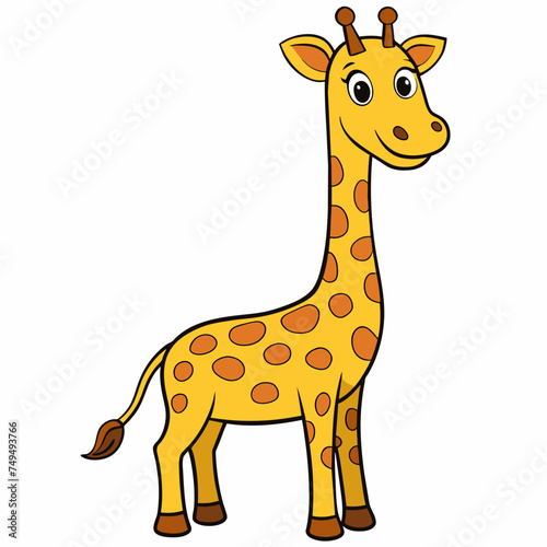 Giraffe in a cartoon style, is insulated on white background. easy to use.
