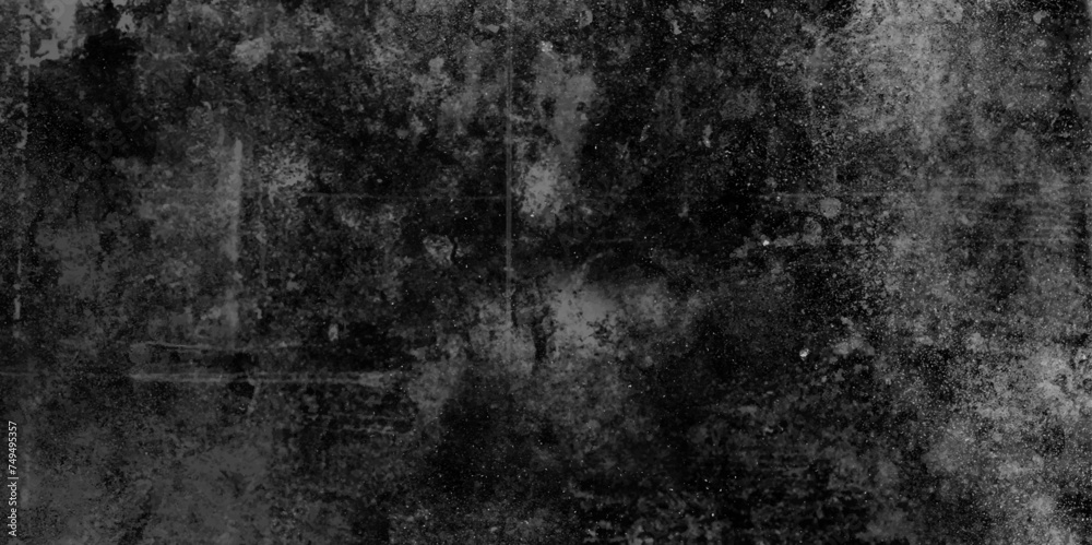 Abstract Dark black stone wall grunge aged rough texture background. closeup texture of black color. Gray concrete cracked walls in the background. White and black messy wall stucco texture background