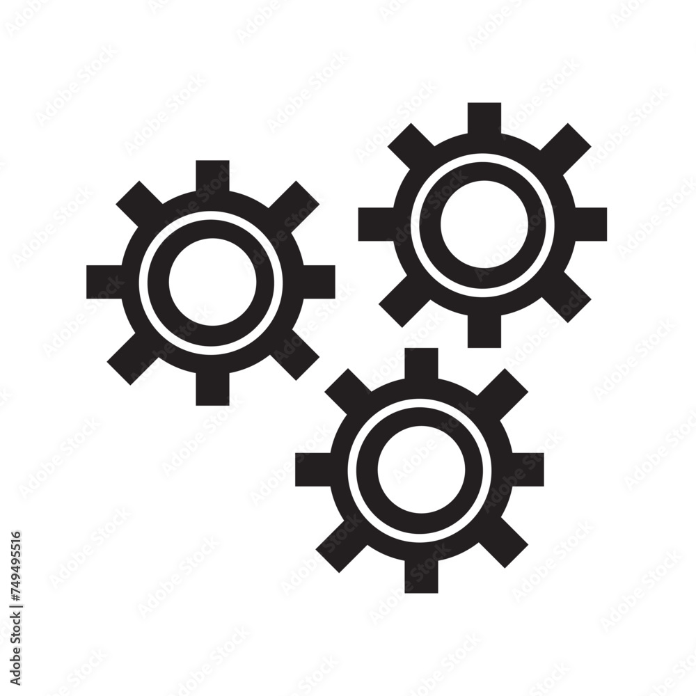 Black isolated outline icon of cogwheel on white background. Line icon of gear wheel. Settings. eps10