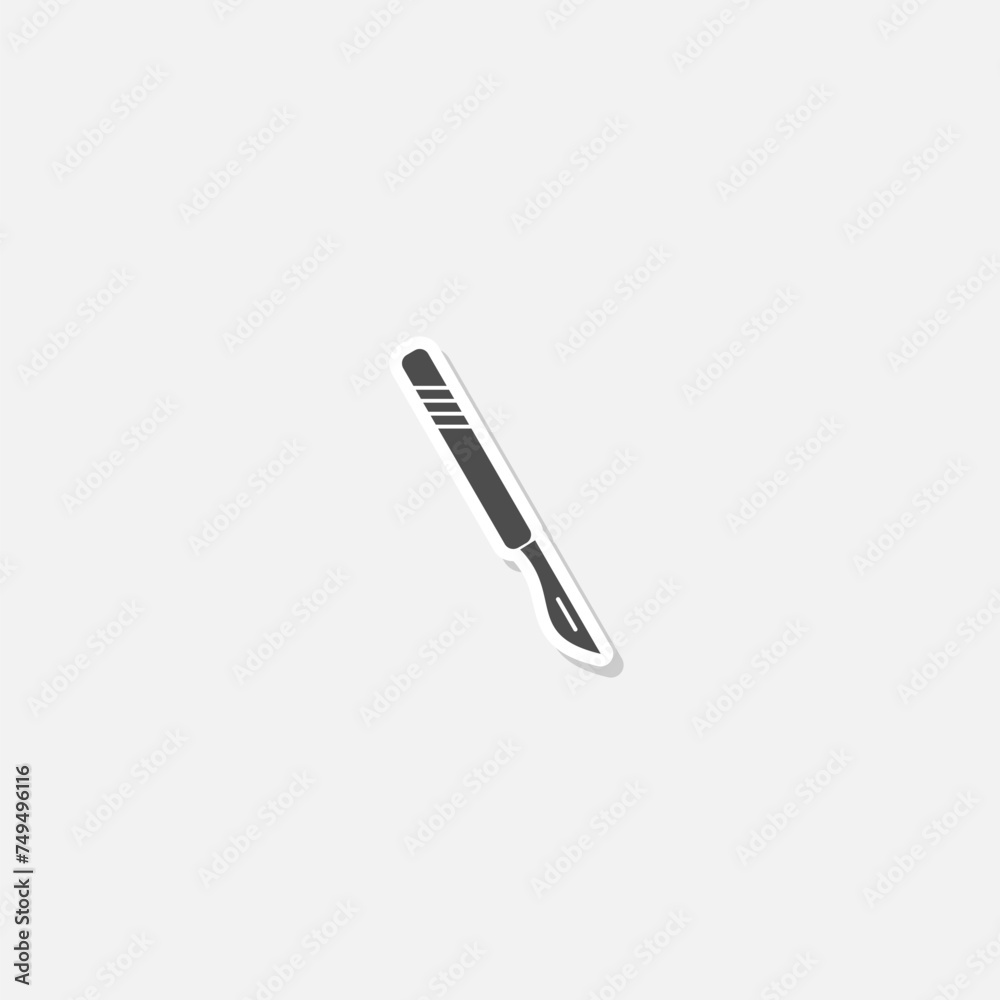 Medical scalpel icon sticker isolated on gray background Medical scalpel icon sticker isolated on gray background