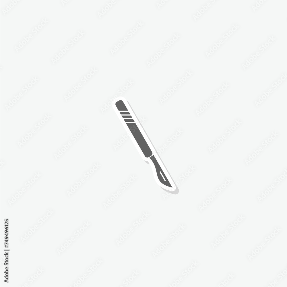 Medical scalpel icon sticker isolated on gray background