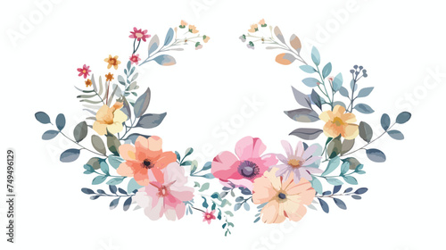 Cute floral wreath decorative vector illustration 