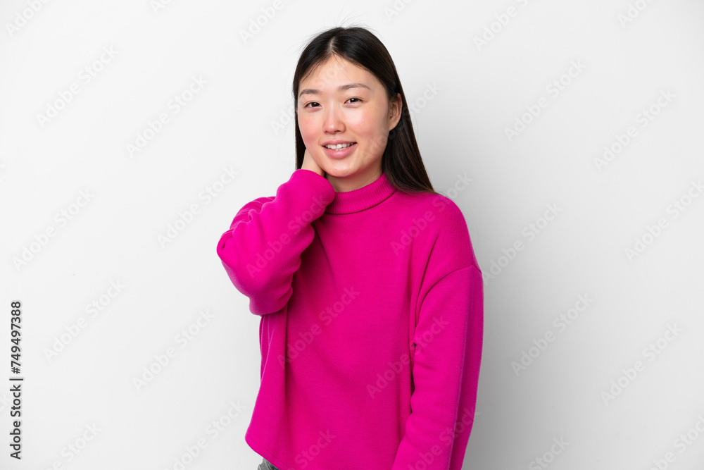 Young Chinese woman isolated on white background laughing Young Chinese woman isolated on white background laughing
