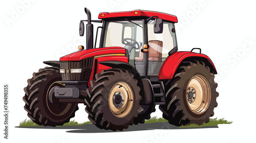 Farm tractor design over white isolated on white 