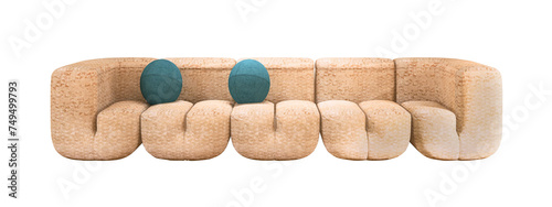 Burly Wood color sofa on transparent PNG, 3D rendering photo