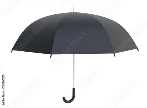 3D render of a black umbrella. Umbrella on a light background. 3D render.