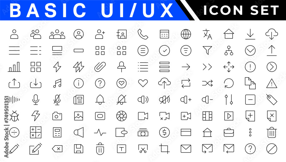 ui / ux icon set, user interface iconset collection.