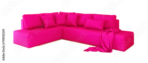 Pink color sofa set for living room transparent background, 3D render