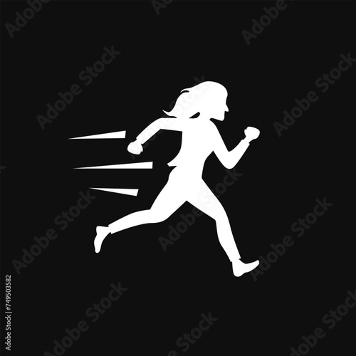 Business woman female running art illustration design vector