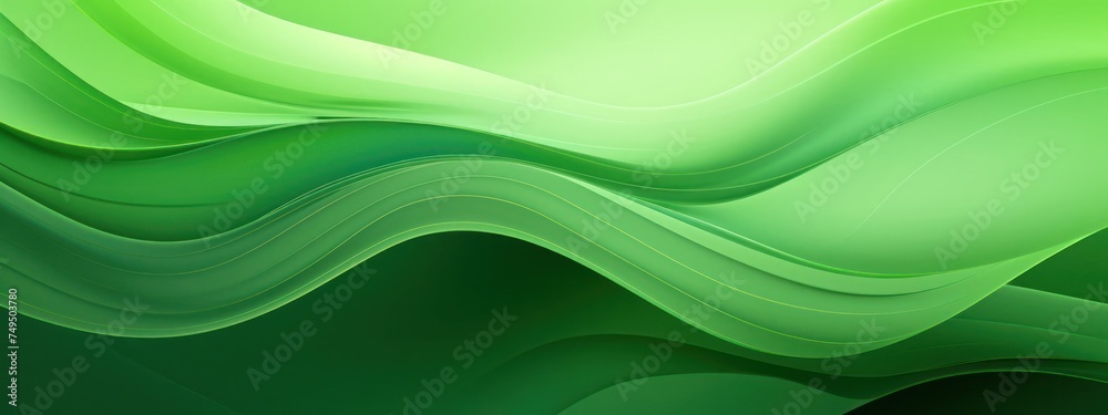 Fototapeta premium Green Abstract Background With Wavy Lines Generative AI