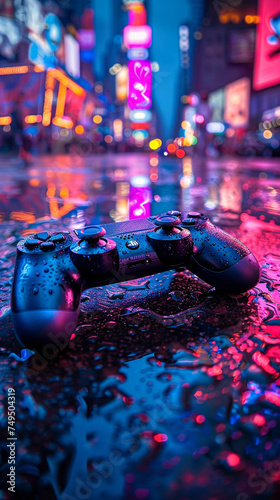 In the heart of a neondrenched cyberpunk world gamepads are the tools of choice for navigating the digital frontier photo