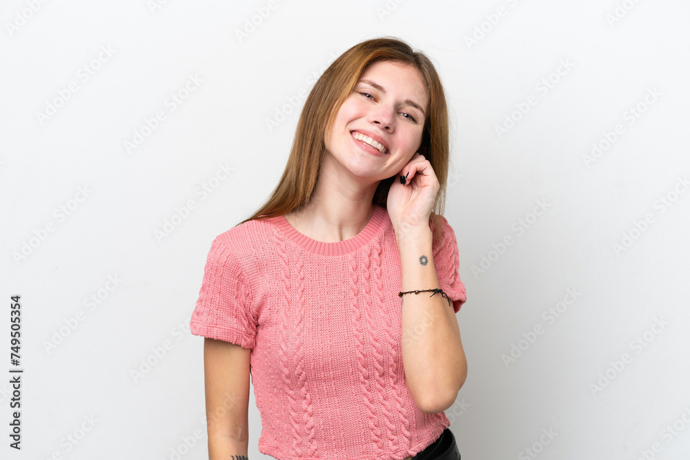 Young English woman isolated on white background laughing Young English woman isolated on white background laughing