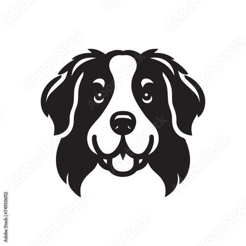 Berner Sennenhund. Bernese Mountain Dog.  simple modern icon. logo, emblem.  Black and white.   Bernese Cattle Dog, Bouvier Bernois