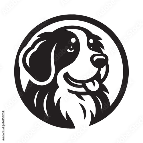 Berner Sennenhund. Bernese Mountain Dog.  simple modern icon. logo, emblem.  Black and white.   Bernese Cattle Dog, Bouvier Bernois