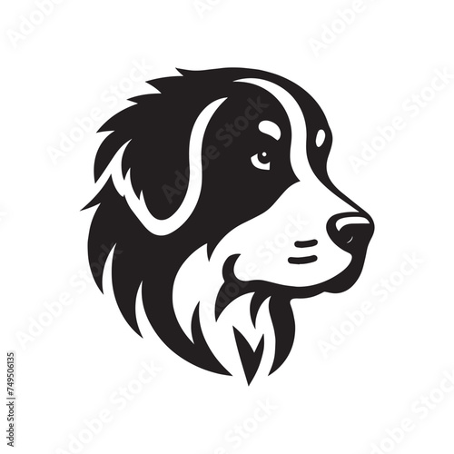 Berner Sennenhund. Bernese Mountain Dog.  simple modern icon. logo, emblem.  Black and white.   Bernese Cattle Dog, Bouvier Bernois