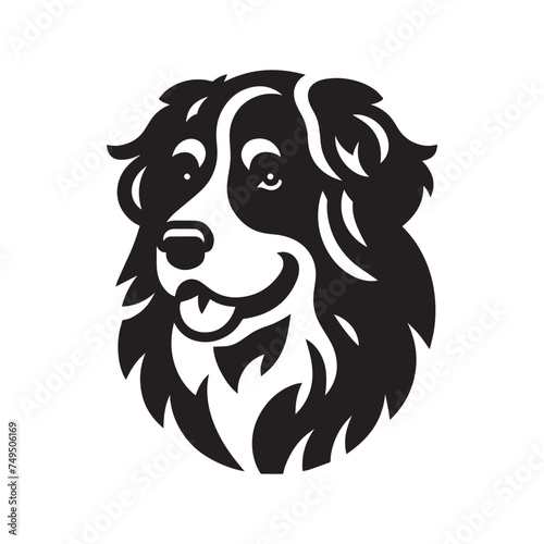 Berner Sennenhund. Bernese Mountain Dog.  simple modern icon. logo, emblem.  Black and white.   Bernese Cattle Dog, Bouvier Bernois