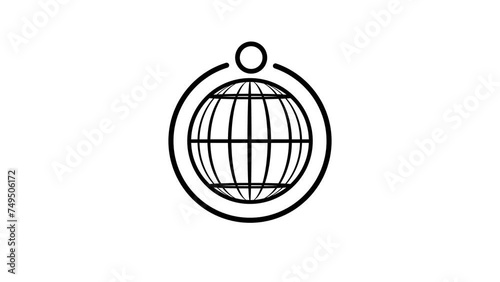 Animated stellite linear icon. Rotating around globe. Earth and moon orbiting model photo