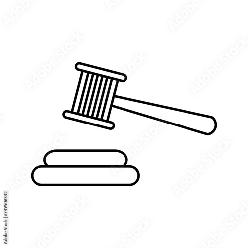 Judge's gavel line icon. Verdict, jury, lawyer, prosecutor, robe, prison, punishment, justice, law. Vector icon for business and advertising