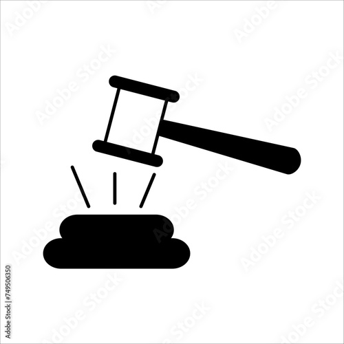 Judge's gavel line icon. Verdict, jury, lawyer, prosecutor, robe, prison, punishment, justice, law. Vector icon for business and advertising
