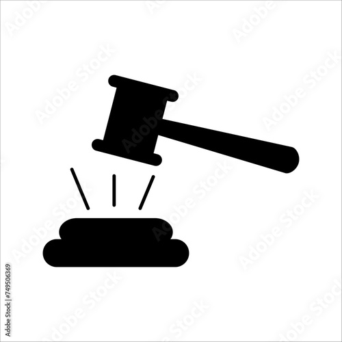 Judge's gavel line icon. Verdict, jury, lawyer, prosecutor, robe, prison, punishment, justice, law. Vector icon for business and advertising