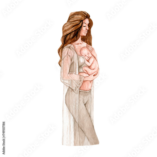 Watercolor mother clipart illustration