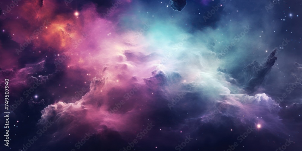 Fototapeta premium Colorful Space Filled With Stars and Clouds Generative AI