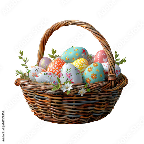 easter eggs in a basket, colorgul festive