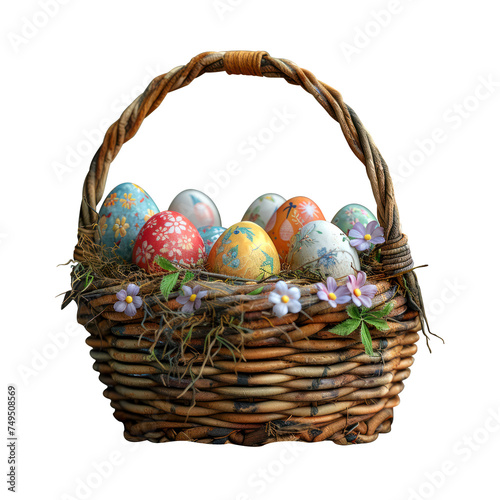 easter eggs in a basket, colorgul festive