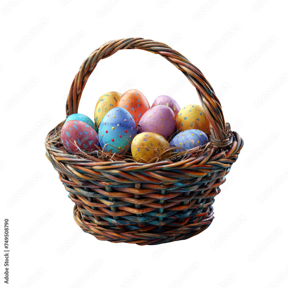 easter eggs in a basket, colorgul festive