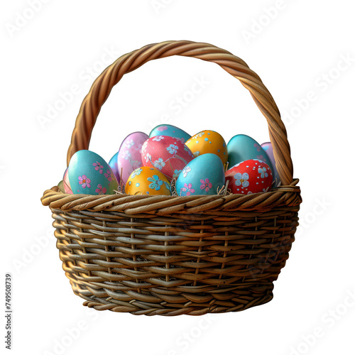 easter eggs in a basket, colorgul festive
