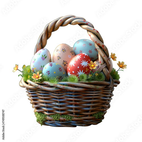 easter eggs in a basket, colorgul festive