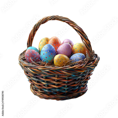 easter eggs in a basket, colorgul festive