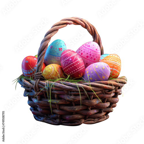 easter eggs in a basket, colorgul festive