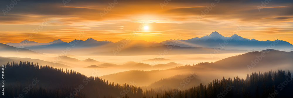Radiant Dawn - Awe-Inspiring Sunrise over British Columbia's Majestic Mountain Ranges