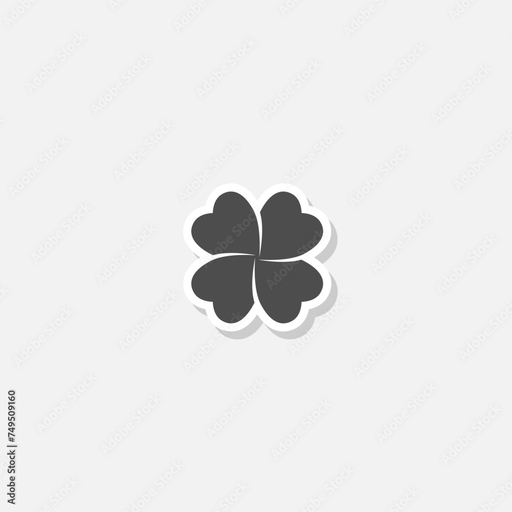 Leaf clover icon sticker isolated on gray background