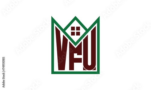 VFU initial letter real estate builders logo design vector. construction, housing, home marker, property, building, apartment, flat, compartment, business, corporate, house rent, rental, commercial photo