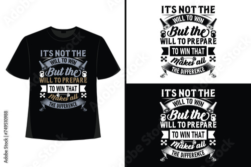 Gym motivational quote with grunge effect and barbell t-shirt design. Workout, inspirational, Poster, Vector design for gym textile,  tshirt, cover, banner, cards cases