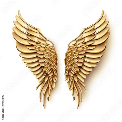 A pair of ultra realistic luxurious royal Golden wings isolated on white background